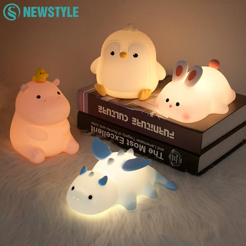 Fox & Rabbit Silicone Night Light – Rechargeable, Touch Sensor, Timer Bedside Lamp for Nursery & Kids’ Room
