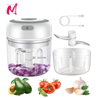 250ML Electric Garlic Mincer & Vegetable Chopper – USB Mini Food Processor for Onion, Garlic, and More
