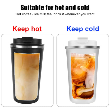 Car Coffee Mug - 380ml & 510ml Leak-Proof Thermos Travel Cup, Double-Wall Stainless Steel Vacuum Mug