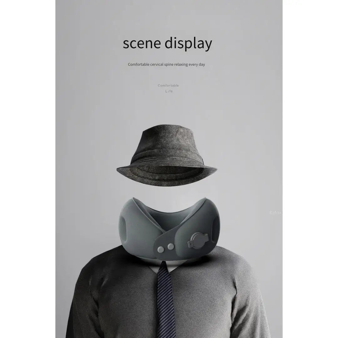 Inflatable U-Shaped Travel Pillow – Portable Soft Neck Pillow for Airplane, Car & Train with Storage Bag