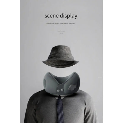 Inflatable U-Shaped Travel Pillow – Portable Soft Neck Pillow for Airplane, Car & Train with Storage Bag