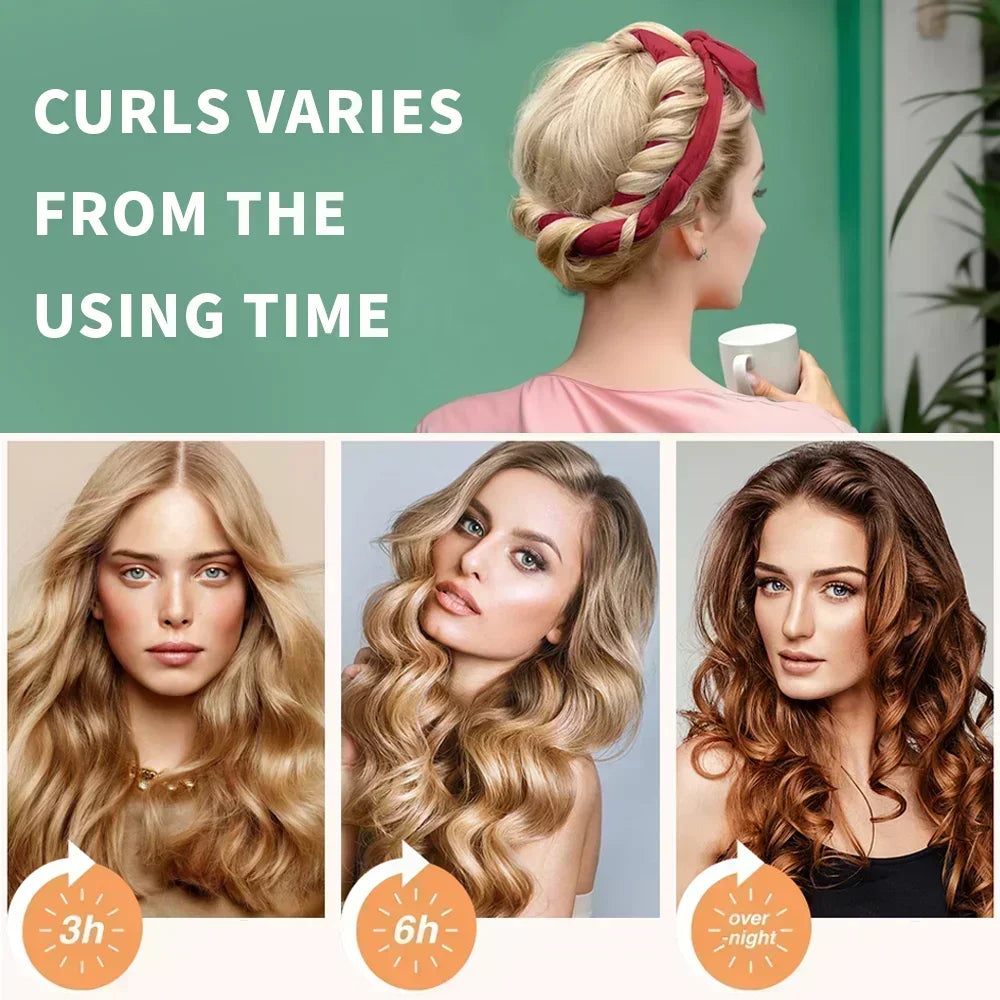 Heatless Curling Rod Headband – No-Heat Hair Curler, Soft Sleeping Rollers for Waves & Curls