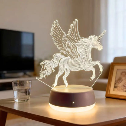 3D Phantom Flying Horse Night Light – RGB 7 Color LED Lamp for Kids Room, Christmas Gift for Boys & Girls