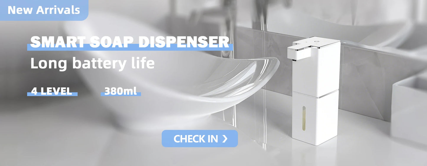 HQ Automatic Foam Soap Dispenser – 360ML Touchless Liquid Dispenser, Type-C Rechargeable, White