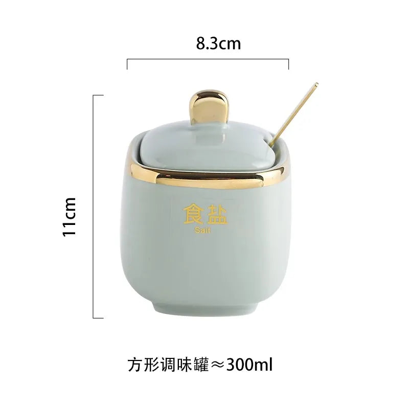 Kitchen Supplies, Ceramic Seasoning Jar, Salt and Pepper Shakers, Seasoning Box, Vinegar Pot, Spice Jar, Seasoning Organizer