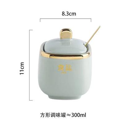 Kitchen Supplies, Ceramic Seasoning Jar, Salt and Pepper Shakers, Seasoning Box, Vinegar Pot, Spice Jar, Seasoning Organizer