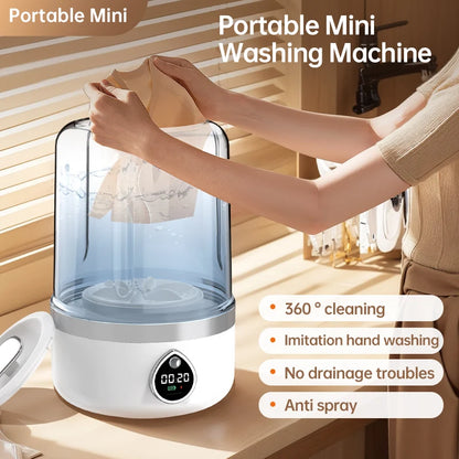 Mi Portable Wireless Washing Machine – 1.5L Mini Underwear & Socks Cleaner with LED Bucket