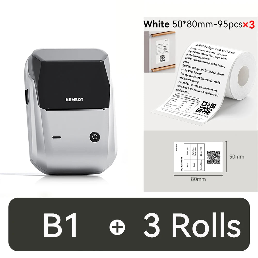 NIIMBOT B1 Portable 2-Inch Thermal Label Printer – Mini Bluetooth Sticker & Adhesive Tape Printer for Smartphones & PC