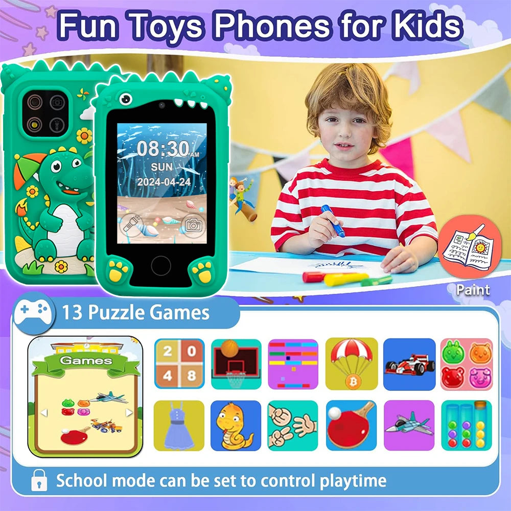 AMORUS Kids Smartphone Toy | 2.8" Touchscreen with Digital Camera & Music Player | Learning Gift for Boys & Girls, Christmas Birthday Present
