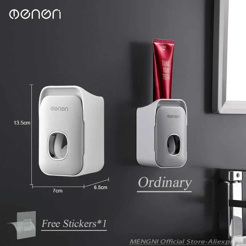 Automatic Toothpaste Dispenser Wall-Mounted Bathroom Toothpaste Squeezer Punch-Free Toothbrush Holder Rack Bathroom Acces