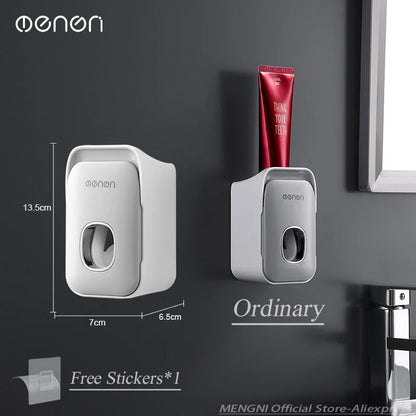 Automatic Toothpaste Dispenser Wall-Mounted Bathroom Toothpaste Squeezer Punch-Free Toothbrush Holder Rack Bathroom Acces