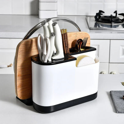 Multifunctional Tool Storage Rack Home Supplies Kitchen Shelves Chopstick Barrel Pot Cover Rack Knife Holder Kitchen Accessories