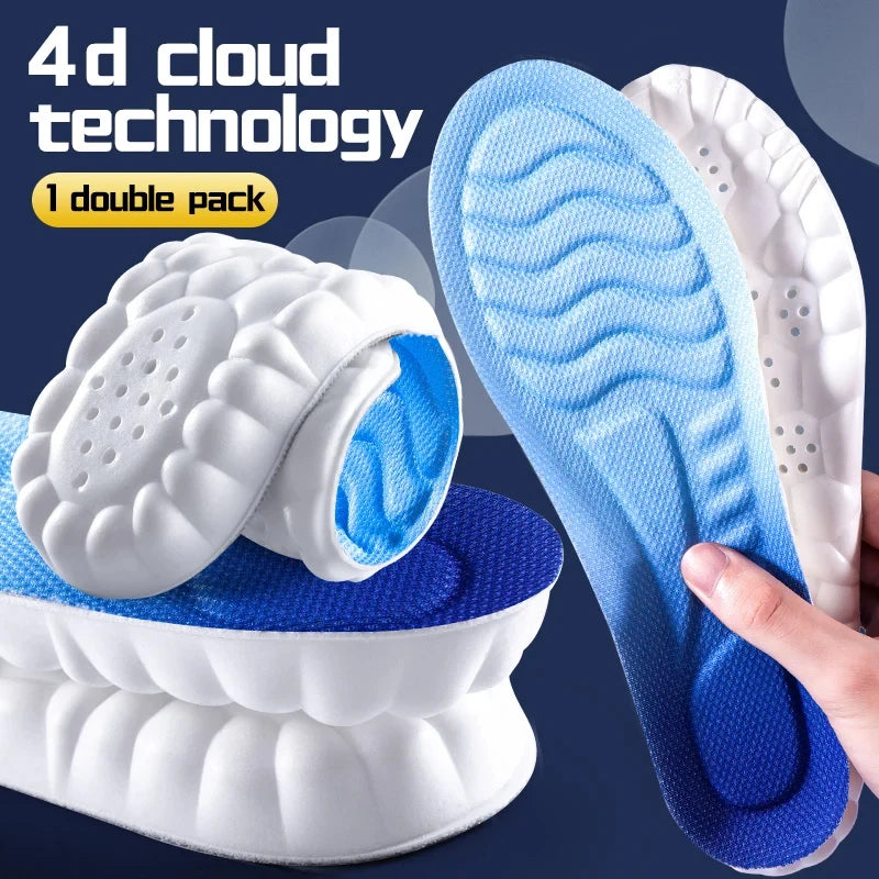 4D Cloud Technology Sports Insoles – Soft PU Sole with Shock Absorption, Breathable Cushion for Running & Orthopedic Foot Care