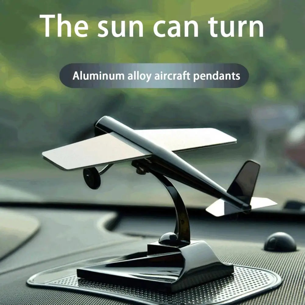 Solar-Powered Aircraft Model with Propeller – Miniature Sunlight-Resistant Plane Car Ornament