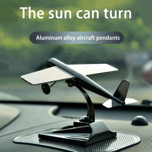 Solar-Powered Aircraft Model with Propeller – Miniature Sunlight-Resistant Plane Car Ornament