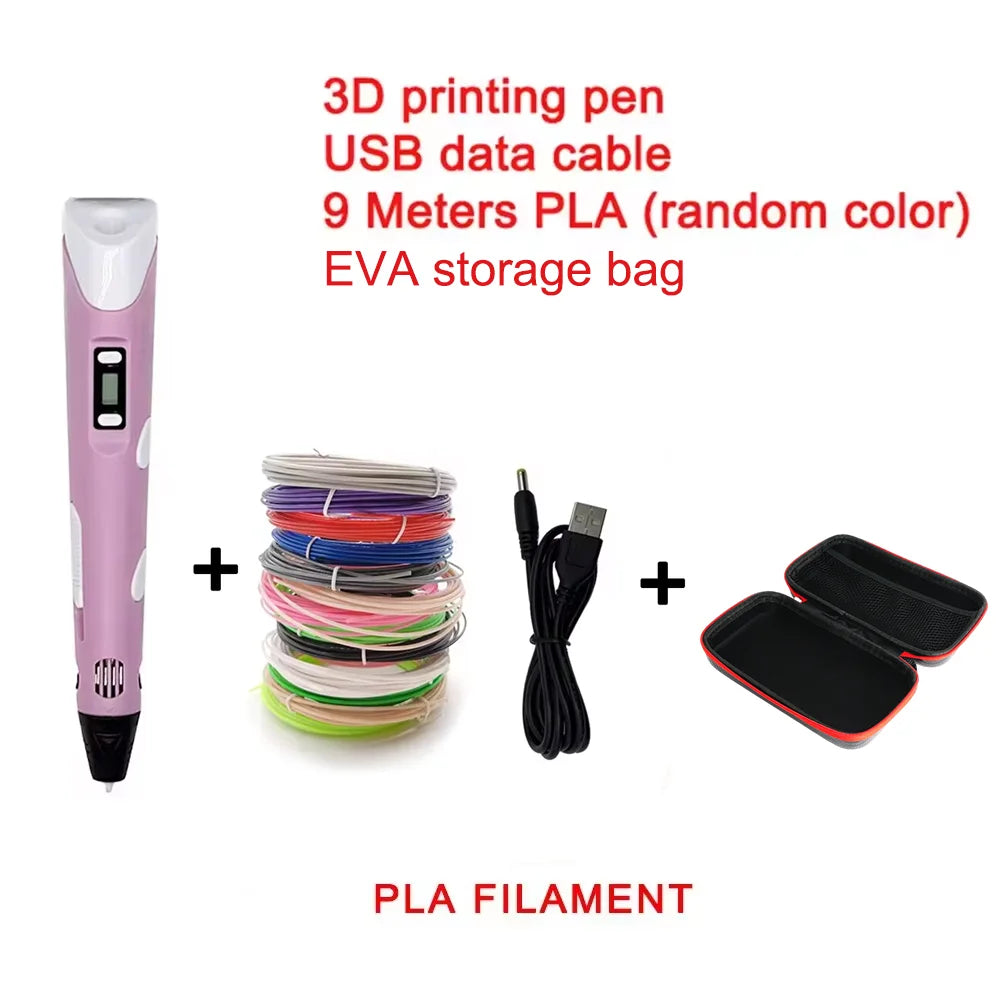 3D Printing Pen with 9M PLA Filament – High-Temperature 3D Drawing & Graffiti Tool for Kids, Creative Toy Gift