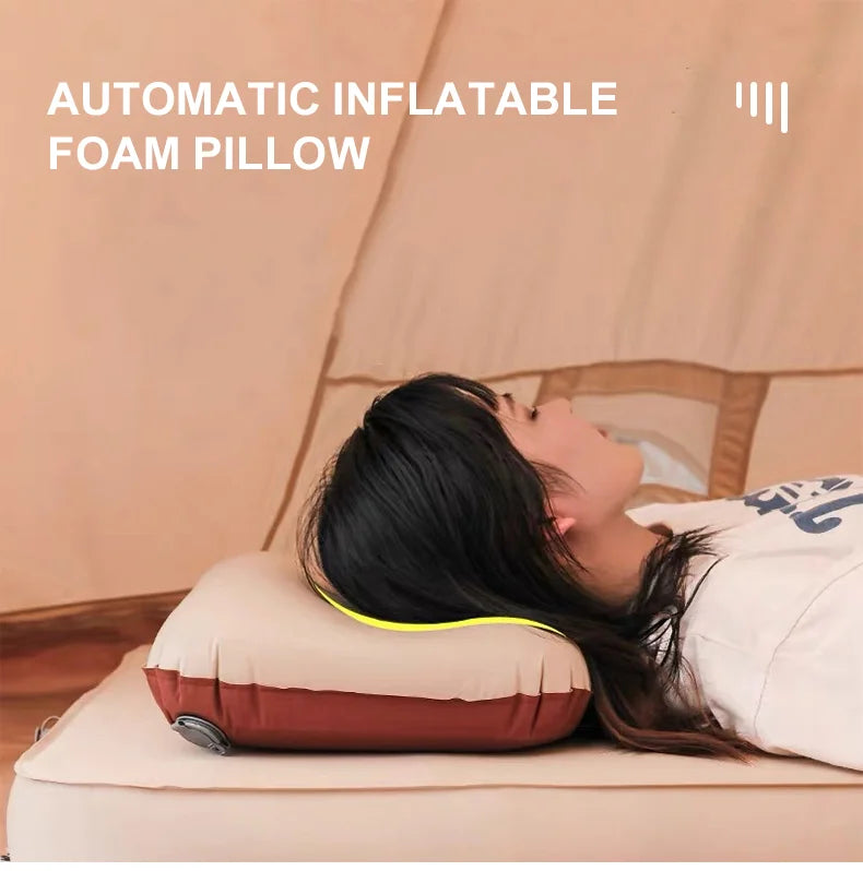 Camping Pillow – Portable Self-Inflating 3D Ultralight Compact Sleeping Pillow for Outdoor Travel & Neck Support