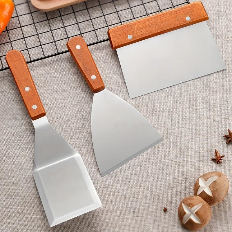 8pcs Kitchen Utensils Stainless Steel Spatula Teppanyaki Spatula  Cooking Spatula Steak Barbecue Tool Set