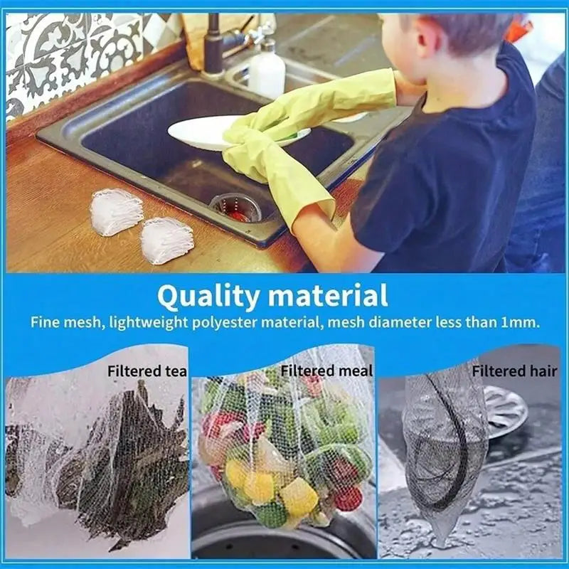 50–200pcs Disposable Sink Strainer Bags – Anti-Clog Garbage Mesh for Kitchen & Sewer Drains