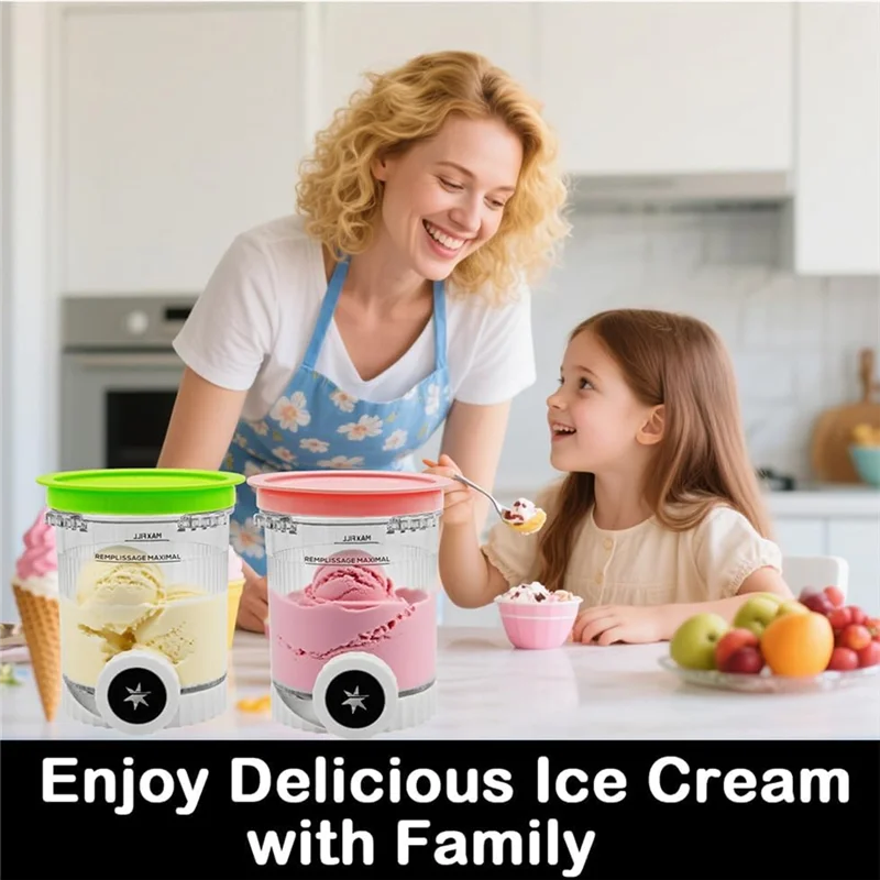 Cream Pints & Lids 4-Pack – Replacement Containers for NC700 Series Ninja Swirl Ice Cream & Soft Serve Makers