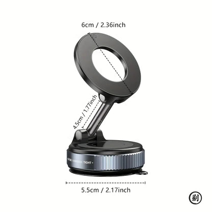 Strong Magnetic Phone Holder with Vacuum Mount – Foldable 360° Adjustable for Car, Desk & Bathroom