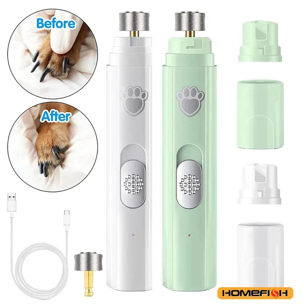 Electric Dog Nail Grinder & Pet Nail Clipper – USB Rechargeable Painless Nail Trimmer with Polisher Wheel for Small & Large Pets