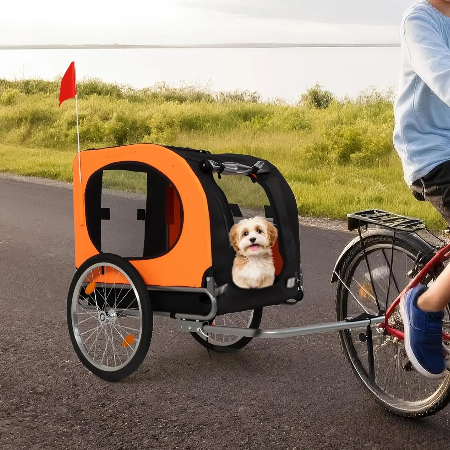 Foldable Dog Bike Trailer - Quick-Release 88Lbs Capacity Pet Carrier with Universal Coupler
