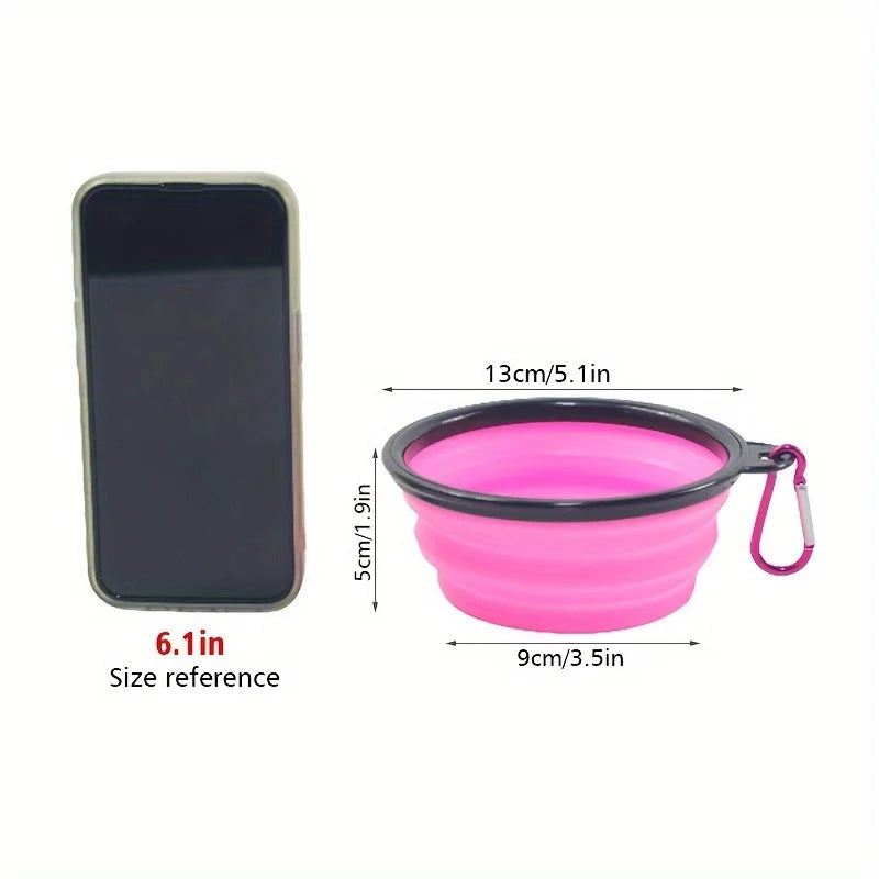 Portable Silicone Dog Travel Bowl – Foldable Dog Food & Water Bowl with Lip for Outdoor Walking
