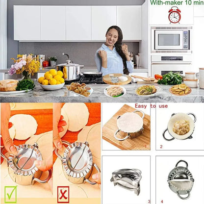 Stainless Steel Dumpling Maker Press – Ravioli, Pie & Pastry Wrapper Mold Kitchen Accessory