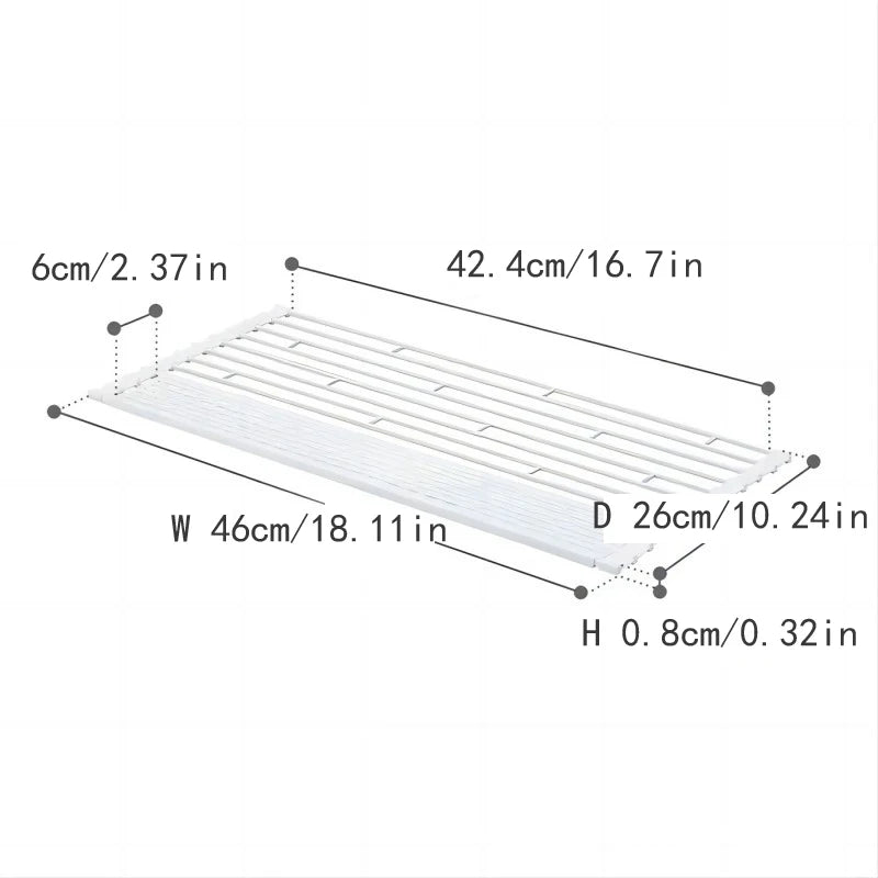 Kitchen Sink Dish Drain Rack Foldableing Roller Blind Flat Drain Storage Rack Spoon Chopsticks Tableware Leaking Storage Rack Large and Small