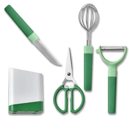 Kitchen Gadgets 5-piece Set Fruit Knife Household Paring Knife Egg Beater Melon Planing Combination Storage