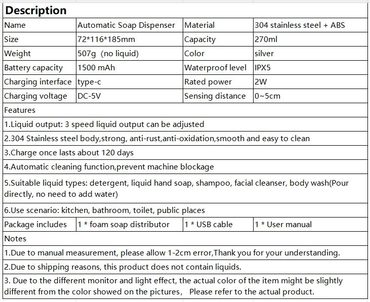 Automatic Touchless Soap Dispenser – Smart Sensor Kitchen & Bathroom Soap Machine, 304 Stainless Steel