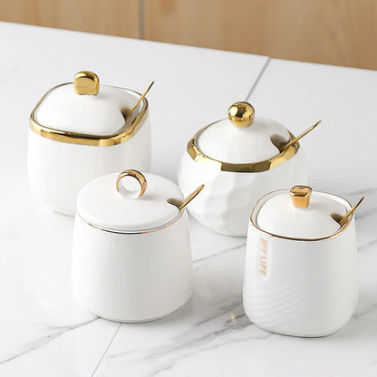 Kitchen Supplies, Ceramic Seasoning Jar, Salt and Pepper Shakers, Seasoning Box, Vinegar Pot, Spice Jar, Seasoning Organizer
