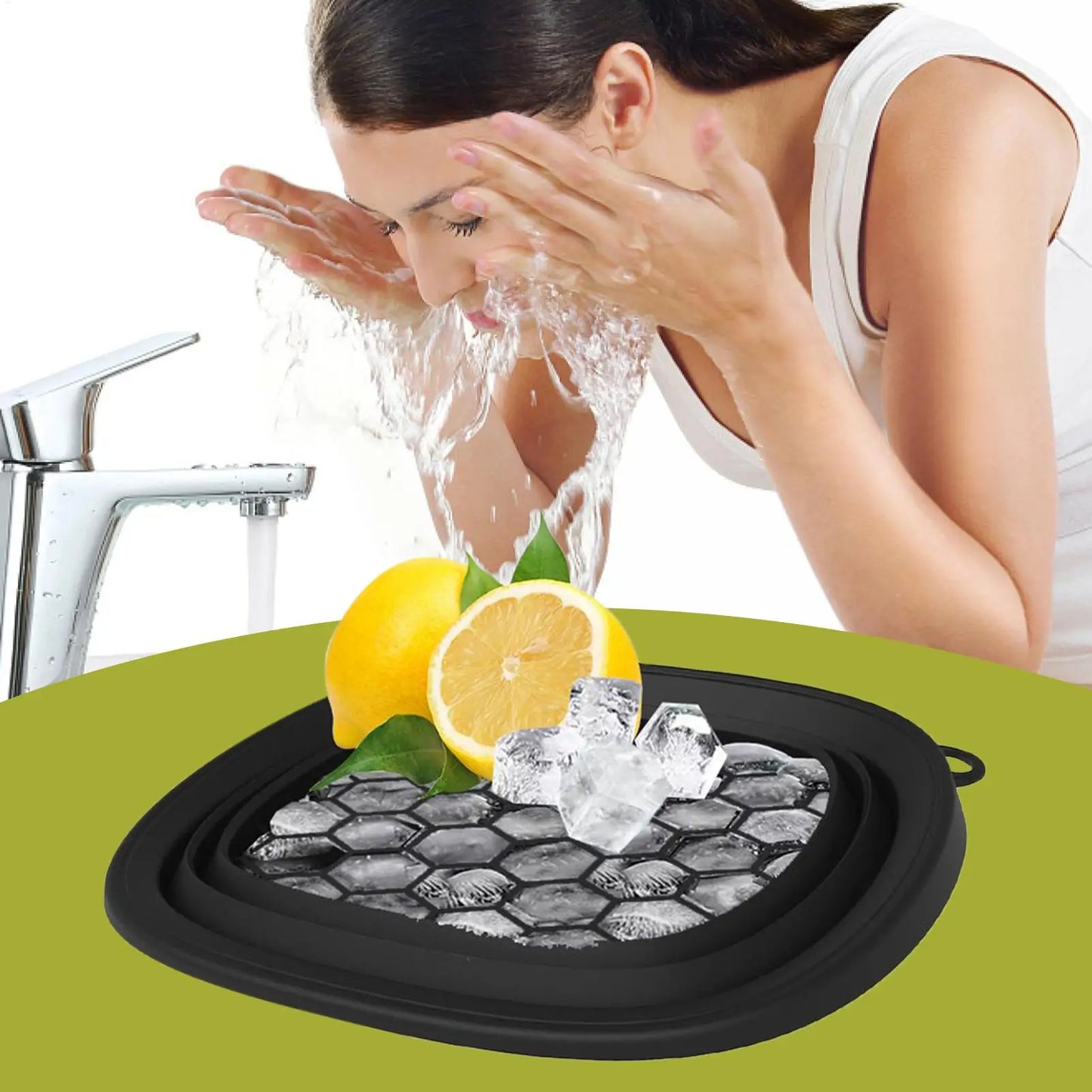 Face Ice Bath Bowl for Women Girls Facials Skin Cares Tool Silicone Cold Therapy Washbasin Portable Face Dipping Bowl