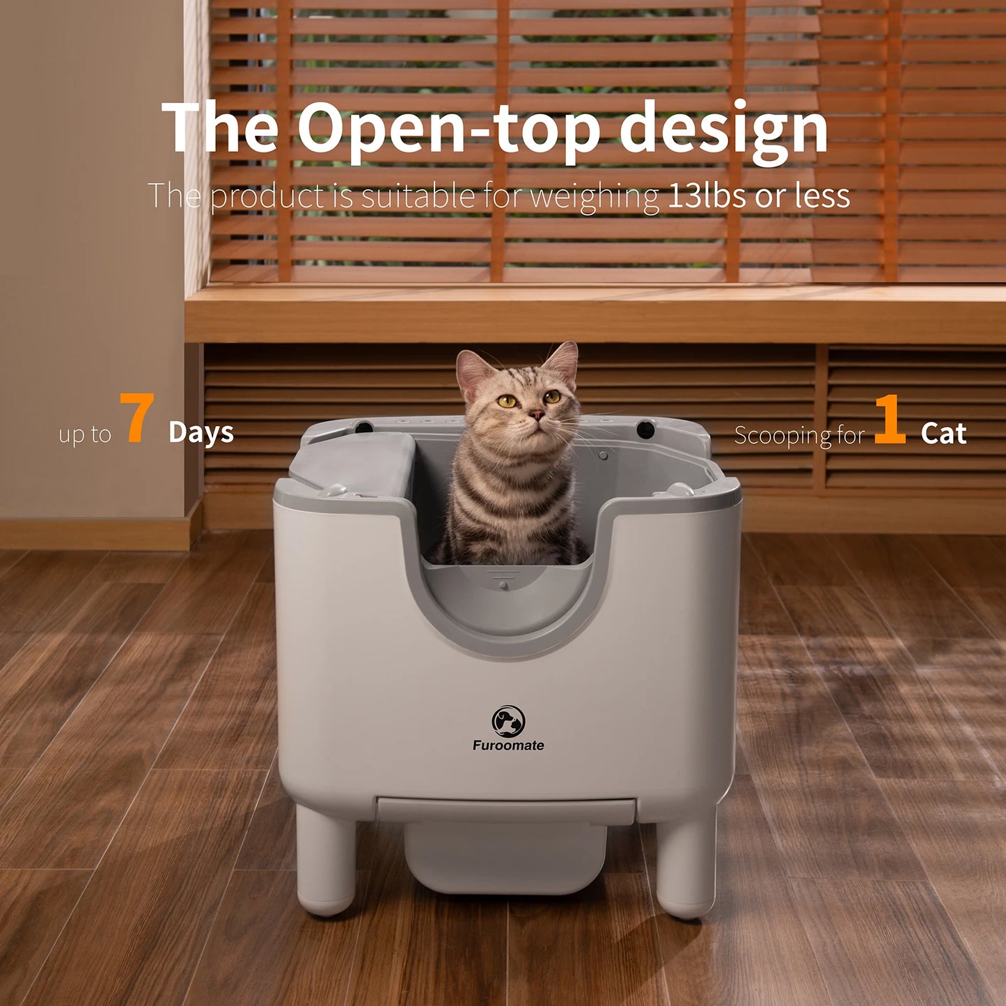F6 Self-Cleaning Automatic Cat Litter Box – Open-Top Smart Design with Odor Control & Safety Protection