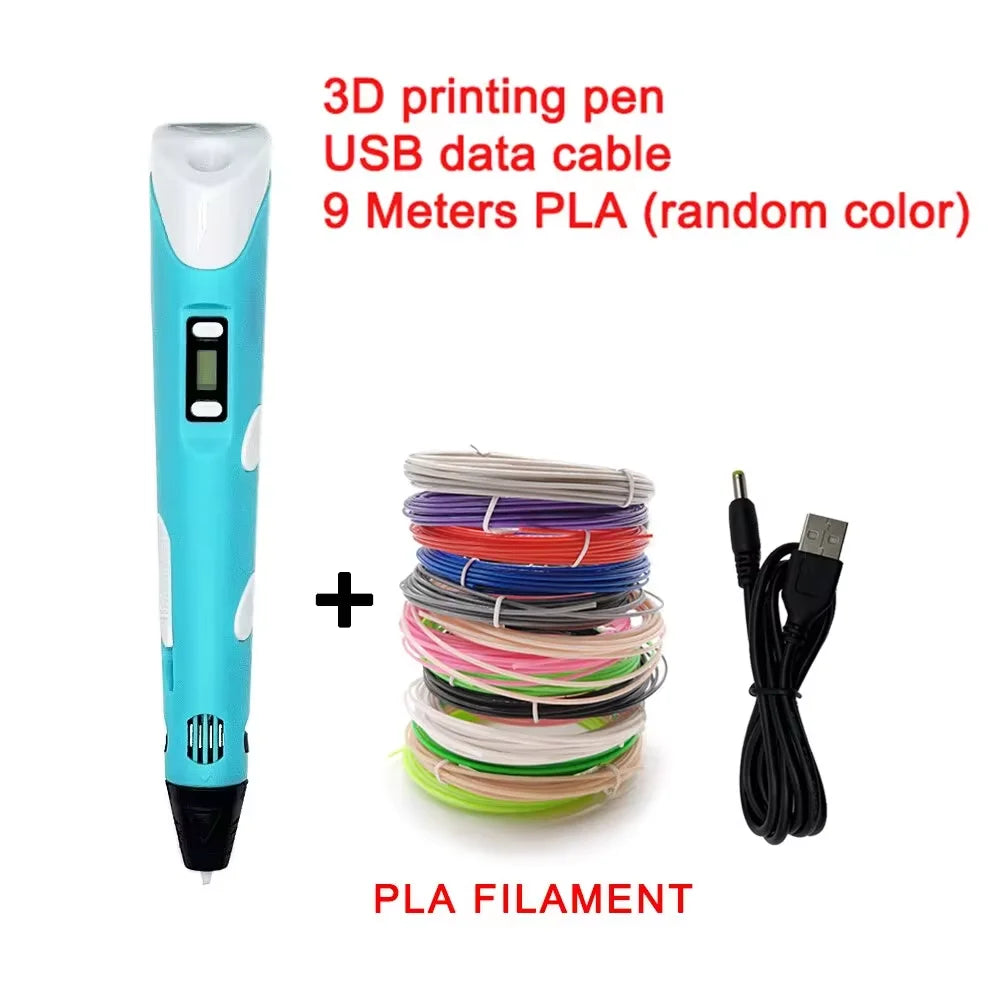 3D Printing Pen with 9M PLA Filament – High-Temperature 3D Drawing & Graffiti Tool for Kids, Creative Toy Gift