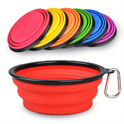 Portable Silicone Dog Travel Bowl – Foldable Dog Food & Water Bowl with Lip for Outdoor Walking