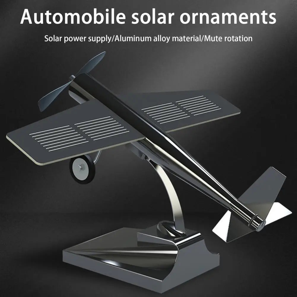 Solar-Powered Aircraft Model with Propeller – Miniature Sunlight-Resistant Plane Car Ornament