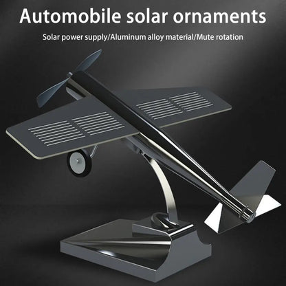 Solar-Powered Aircraft Model with Propeller – Miniature Sunlight-Resistant Plane Car Ornament