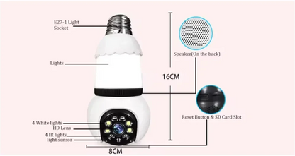 8MP E27 Bulb Wireless Camera LED Bulb & Cameras 2in1 WiFi Two-way Audio Security Surveillance CCTV Security PTZ Cam Smart Tracking