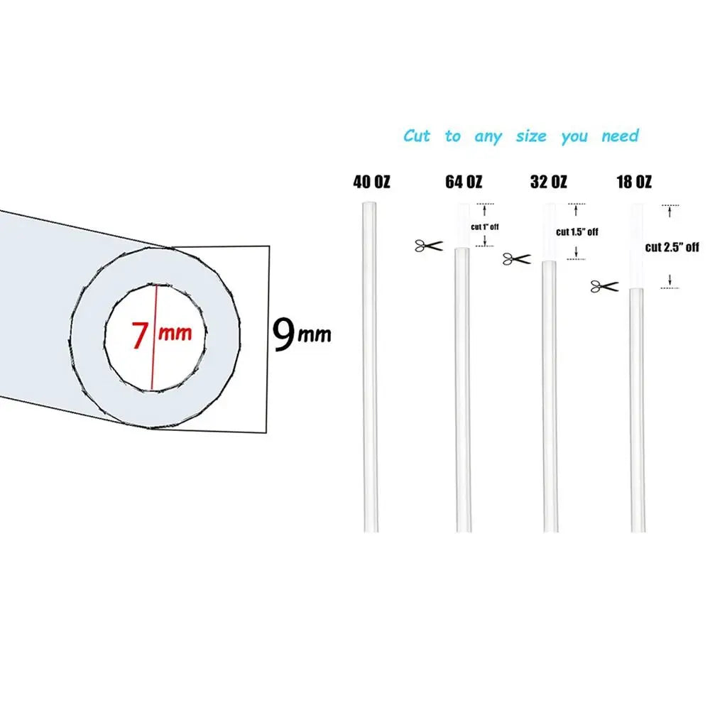 9mm Replacement Drinking Straws – Straight Vacuum Tumbler & Thermos Bottle Straws with Cleaning Brush, Fits Stanley 18–40oz