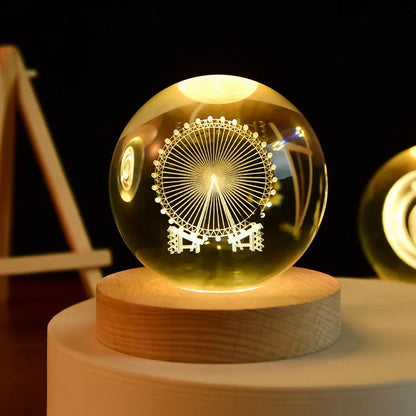 3D Solar System Crystal Ball with LED Base – Decorative Night Light Gift for Astronomy Lovers
