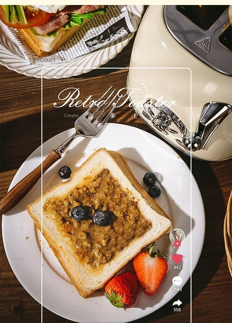 220V Retro Bread Maker Toaster – Multifunction Automatic Breakfast Machine