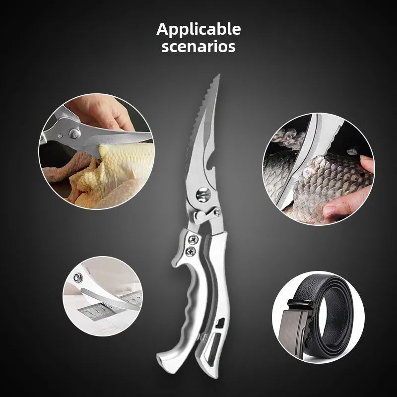 Stainless Steel Kitchen Food Scissors, A Multifunctional Kitchen Tool Suitable for Cutting Chicken Bones, Fish, and Vegetables