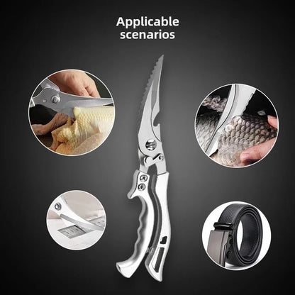 Stainless Steel Kitchen Food Scissors, A Multifunctional Kitchen Tool Suitable for Cutting Chicken Bones, Fish, and Vegetables