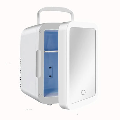 Home & Car Dual-Purpose Beauty Refrigerator – 4L Mini Cosmetic Fridge with Touch Lamp Mirror