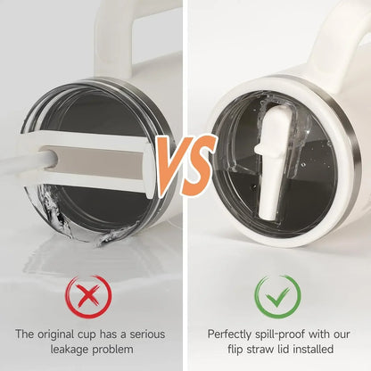 40oz Flip Straw Leak-Proof Lid – Replacement Tumbler Cover for Stanley Cup with Spill-Proof Straw