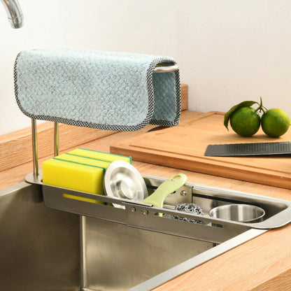 Kitchen Sink Drain Stretchable Basket Lightweight and Easy to Install Shelf for Store Kitchen Small Accessories