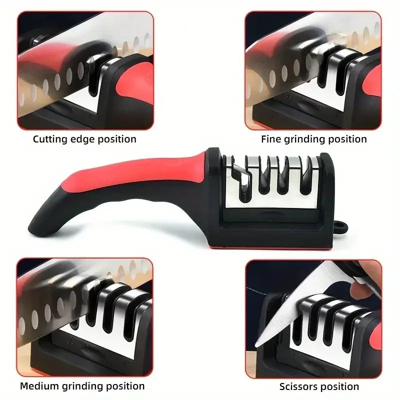 3-Segment Knife Sharpeners for Kitchen Knives Stainless Steel Three-Purpose Sharpening Stone for Kitchen Tools