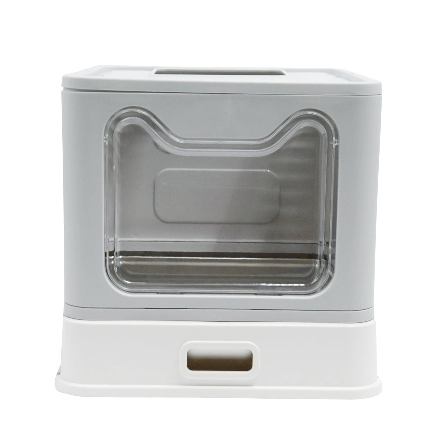 Stainless Steel Cat Litter Box with Lid – Front Entry & Top Exit, Easy-Clean Toilet with Scoop